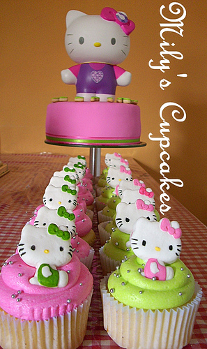 images of hello kitty cakes. Hello Kitty Cupcakes are